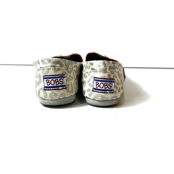BOBS from Skechers Memory Foam Ivory/Silver Canvas Slip On Shoes Women's Size 6 - Picture 8 of 10
